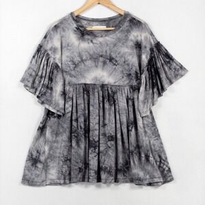 Urban Outfitters Top Shirt Sz XS Gray Tie Dye Knit Babydoll Rayon Spandex Casual